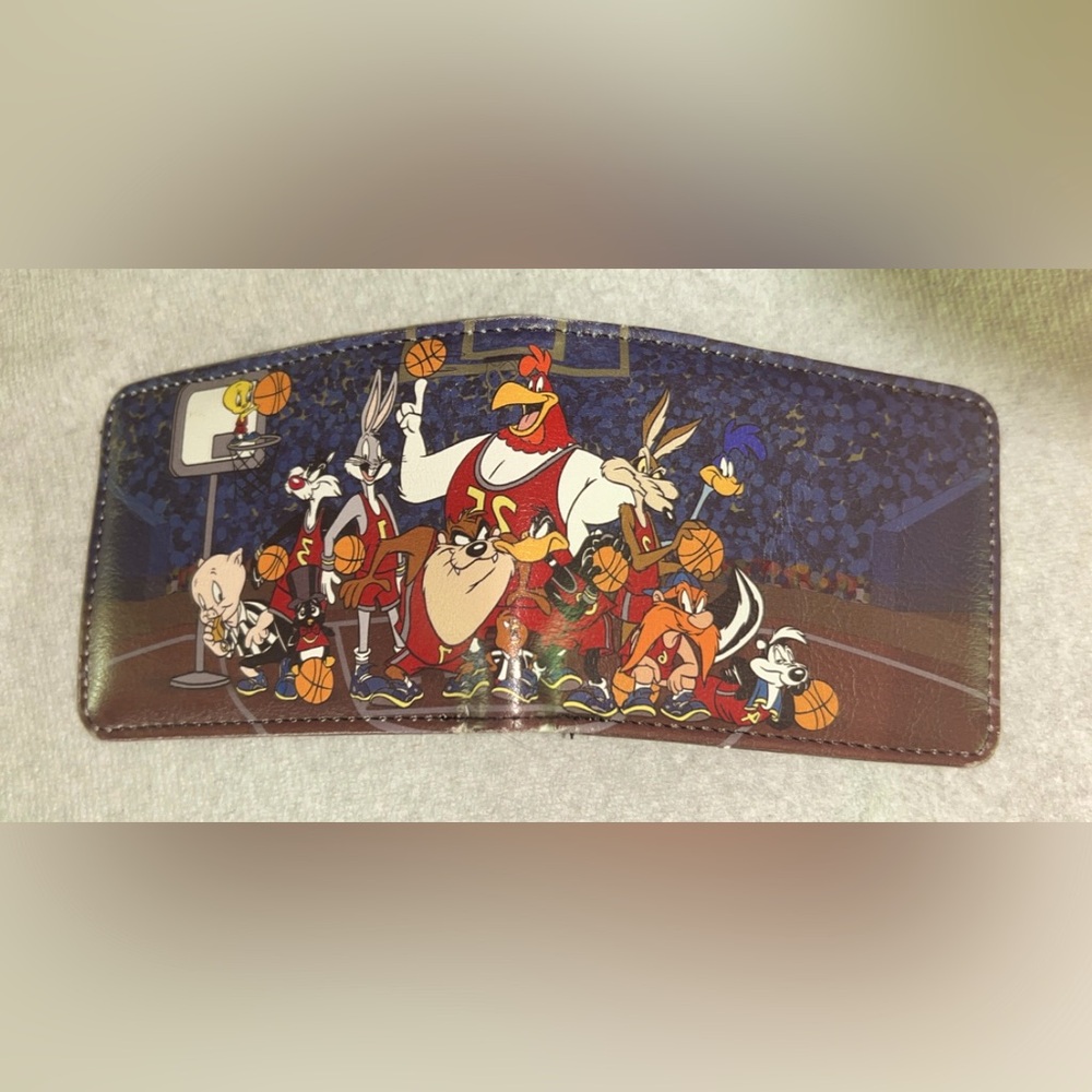 Space Jam Cartoon Looney Tunes Basketball Leather Bi-fold Wallet